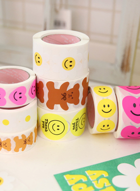 【包邮】Afrocat韩国ins可爱熊小雏菊贴纸卷手账电脑装饰贴1卷