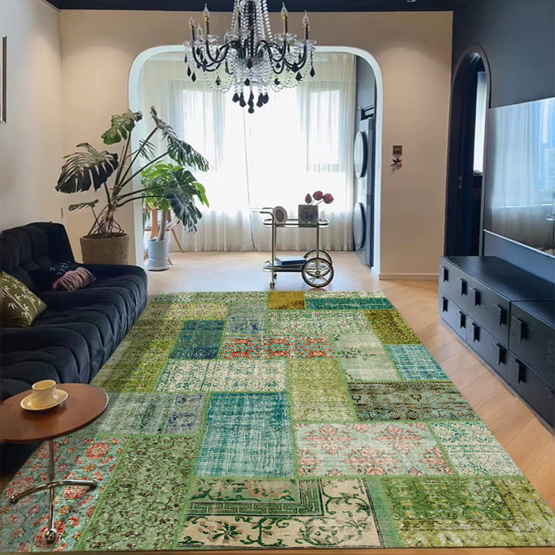 中古风地毯客厅法式复古高级感绿色沙发茶几毯美式家用卧室床边毯,居家布艺,地毯,淘宝优惠券,粉丝福利购,淘宝优惠卷