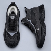 厚底加绒保暖防滑软底高帮男鞋 皮毛一体休闲运动男士 子 男冬季 棉鞋