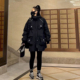 多口袋情侣装 风衣女大码 学生工装 韩版 春秋外套 宽松连帽休闲中长款