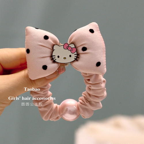 可爱KT蝴蝶结儿童高弹力马尾发圈