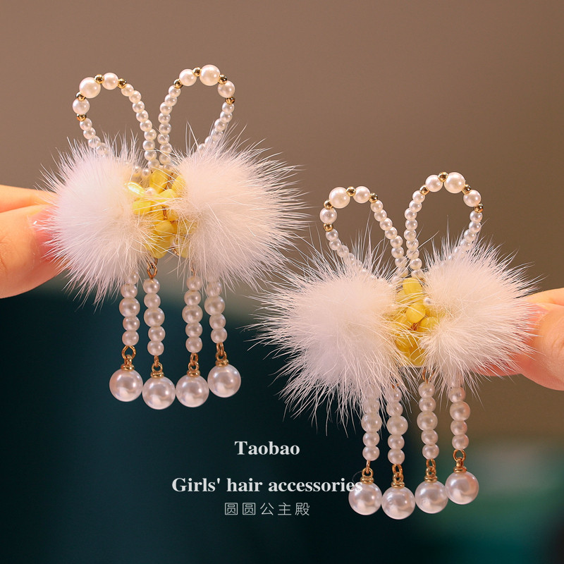 可爱串珠玉兔耳朵儿童发夹古风仙气桂花水貂毛球宝宝汉服对夹头饰,童装/婴儿装/亲子装,发饰,淘宝优惠券,粉丝福利购,淘宝优惠卷