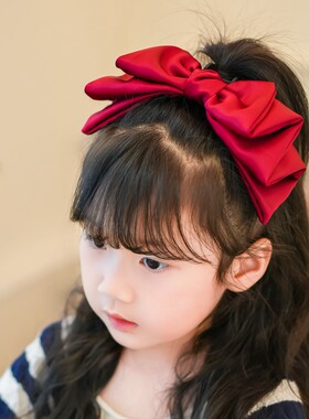 在逃公主缎面大蝴蝶结儿童顶夹