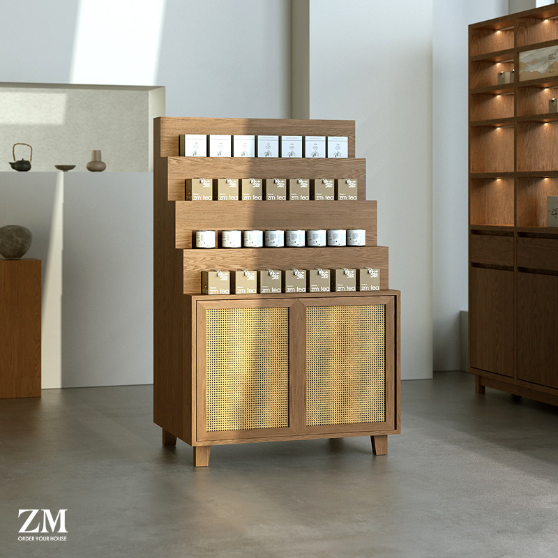 多层展示柜货架茶店礼品文创器皿置物架特产文艺书法商品陈列柜