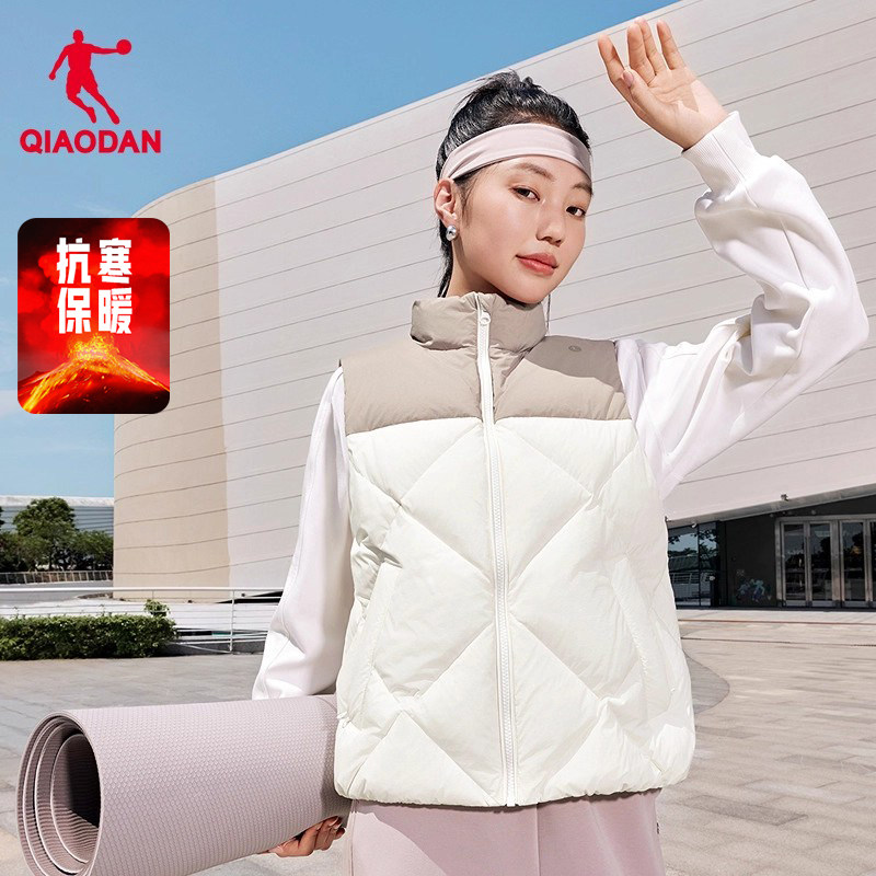 乔丹冬季羽绒服保暖马夹女款防水棉服2026新款防泼水运动马甲外套