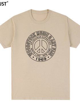 Woodstock短袖T恤伍德斯托克音乐节摇滚1969男女涂鸦INS超火街头