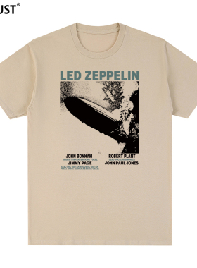 LED Zeppelin短袖T恤齐柏林飞艇摇滚乐队船复古怀旧海报男女欧美