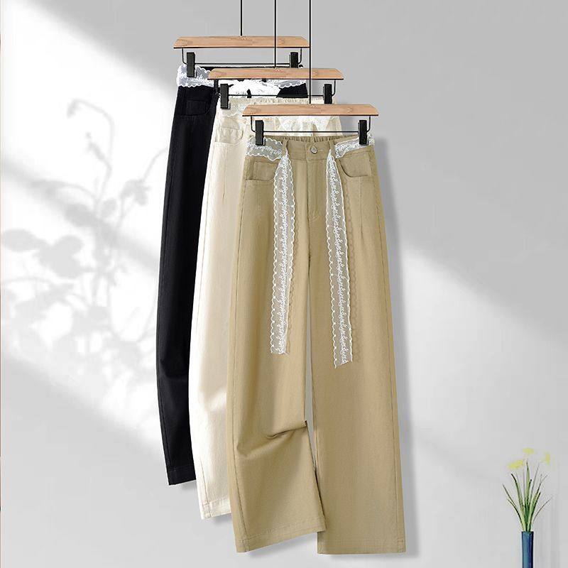 时尚松紧腰阔腿休闲裤女2026春秋新款小个子显瘦百搭九分直筒裤子,女装/女士精品,休闲裤,淘宝优惠券,粉丝福利购,淘宝优惠卷