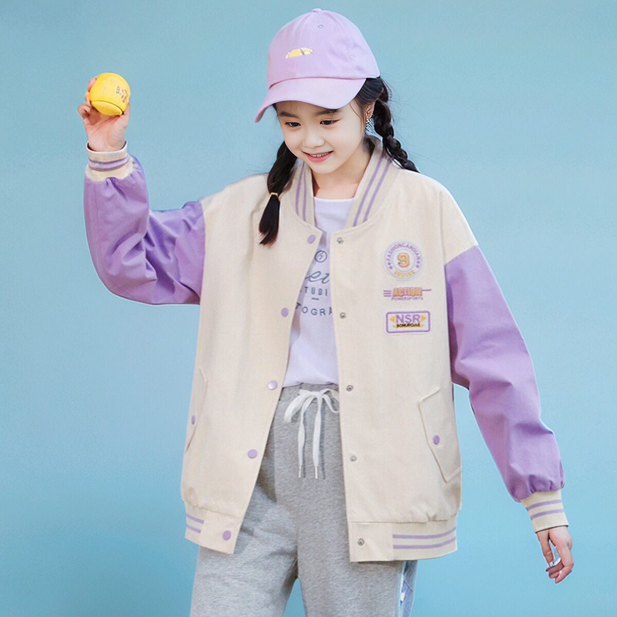 休闲外套少女新款春秋装棒球服大童运动卫衣初中高中学生上衣开衫