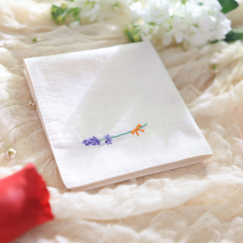 纯棉双层手帕刺绣成品礼物礼品定制随身擦汗中式小清新薰衣草手绢