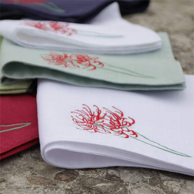 纯棉绣花手帕手绢可绣字刺绣曼珠沙华古风复古汉服方巾女士彼岸花