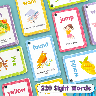 220个高频词闪卡片小达人小蝌蚪点读sight words单词句子学习早教
