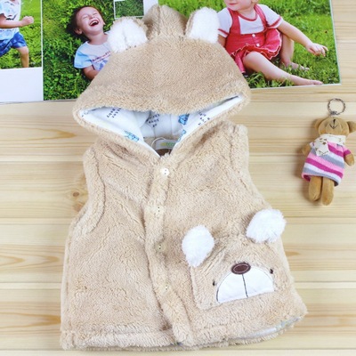 儿童加厚保暖珊瑚绒连帽马夹