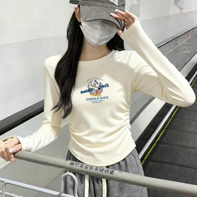 小个子秋冬杏色长袖打底衫女