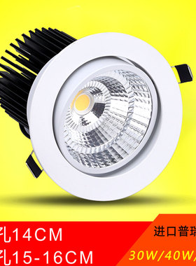 高亮cob防眩射灯led天花筒灯20W30W40W50W开孔11 12 14 15 16公分