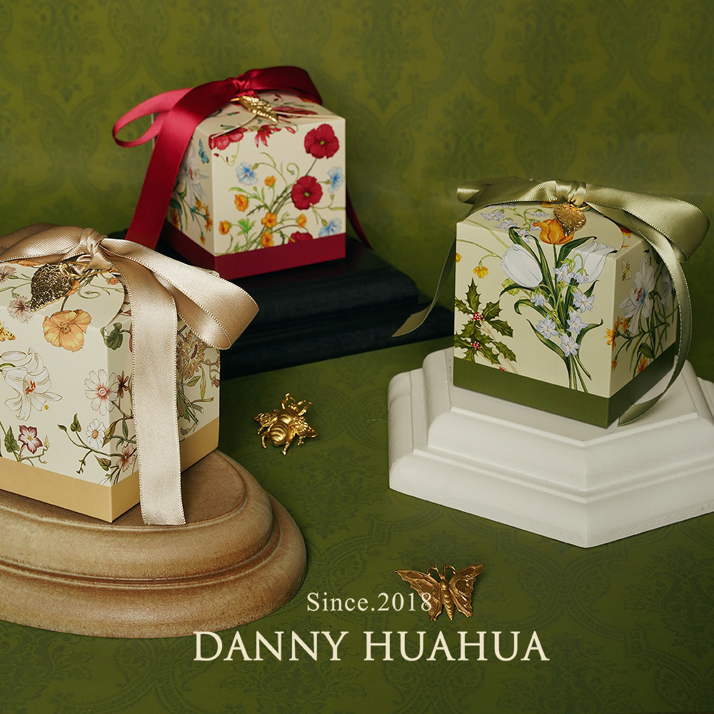Danny画画 原创手绘花园植物系婚礼糖盒喜糖盒
