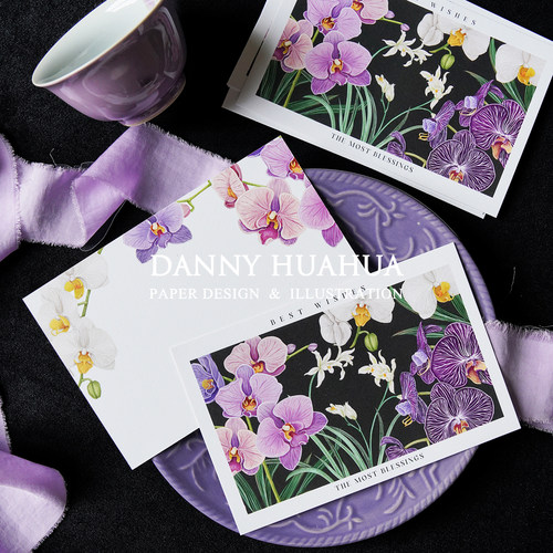 DANNY画画｜原创手绘蝴蝶兰贺卡装饰卡养护卡母亲节教师节礼品卡