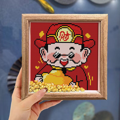 财神爷十字绣带框2025新款