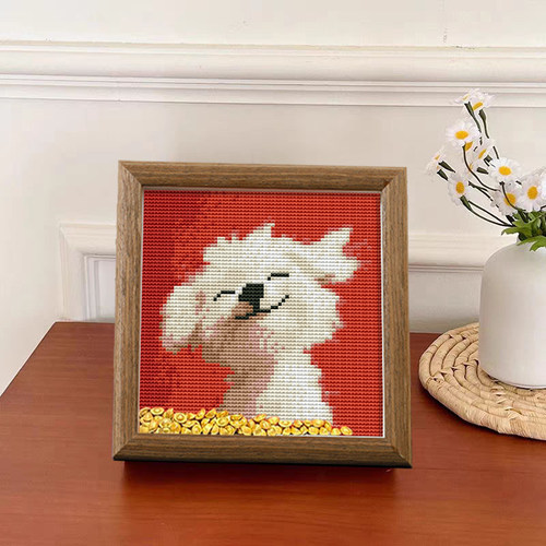 笑脸狗带框DIY十字绣套件