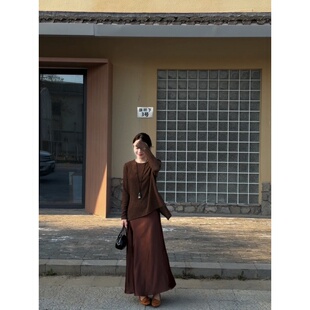 优雅显瘦气质长裙 女妈妈装 2026新款 黑色缎面吊带连衣裙镂空外衫