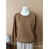 长袖 春秋树叶烫钻洋气钉珠圆领针织衫 女中老年妈妈装 百搭显瘦上衣