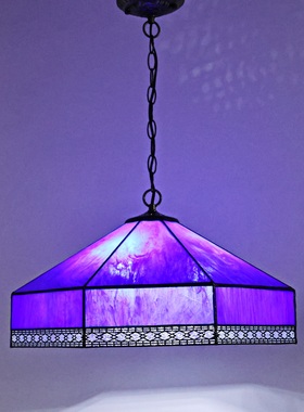 蓝色蒙古包吊灯简约中式地中海包间餐厅灯酒店吧台彩色玻璃艺术灯