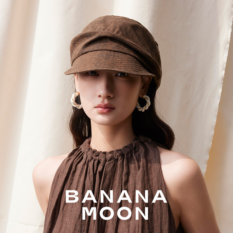 Bananamoon浪漫松弛_非遗香云纱新中式报童帽交叠可塑性薄鸭舌帽