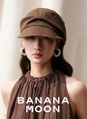 Bananamoon浪漫松弛_非遗香云纱新中式报童帽交叠可塑性薄鸭舌帽