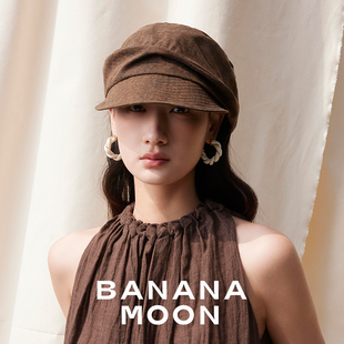 Bananamoon浪漫松弛_非遗香云纱新中式报童帽交叠可塑性薄鸭舌帽