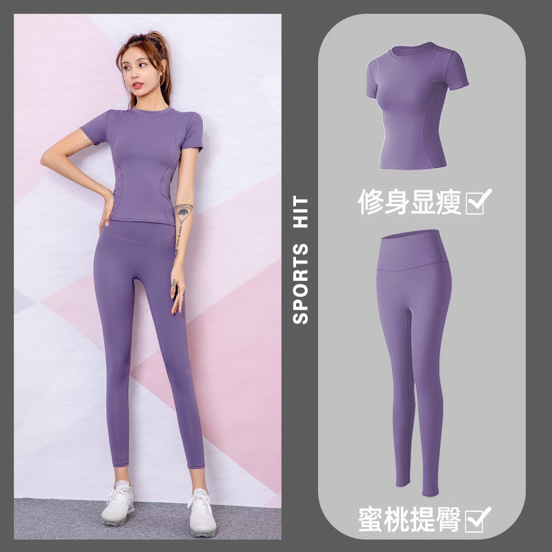 秋季女士健身房长裤上衣瑜伽服二件套运动休闲套装潮流运动T恤