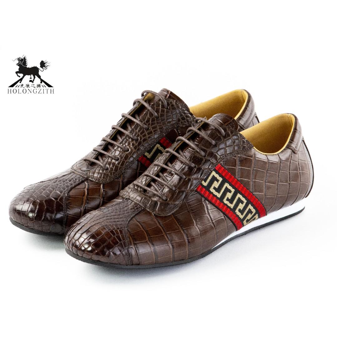 高档鳄鱼皮男鞋休闲鞋