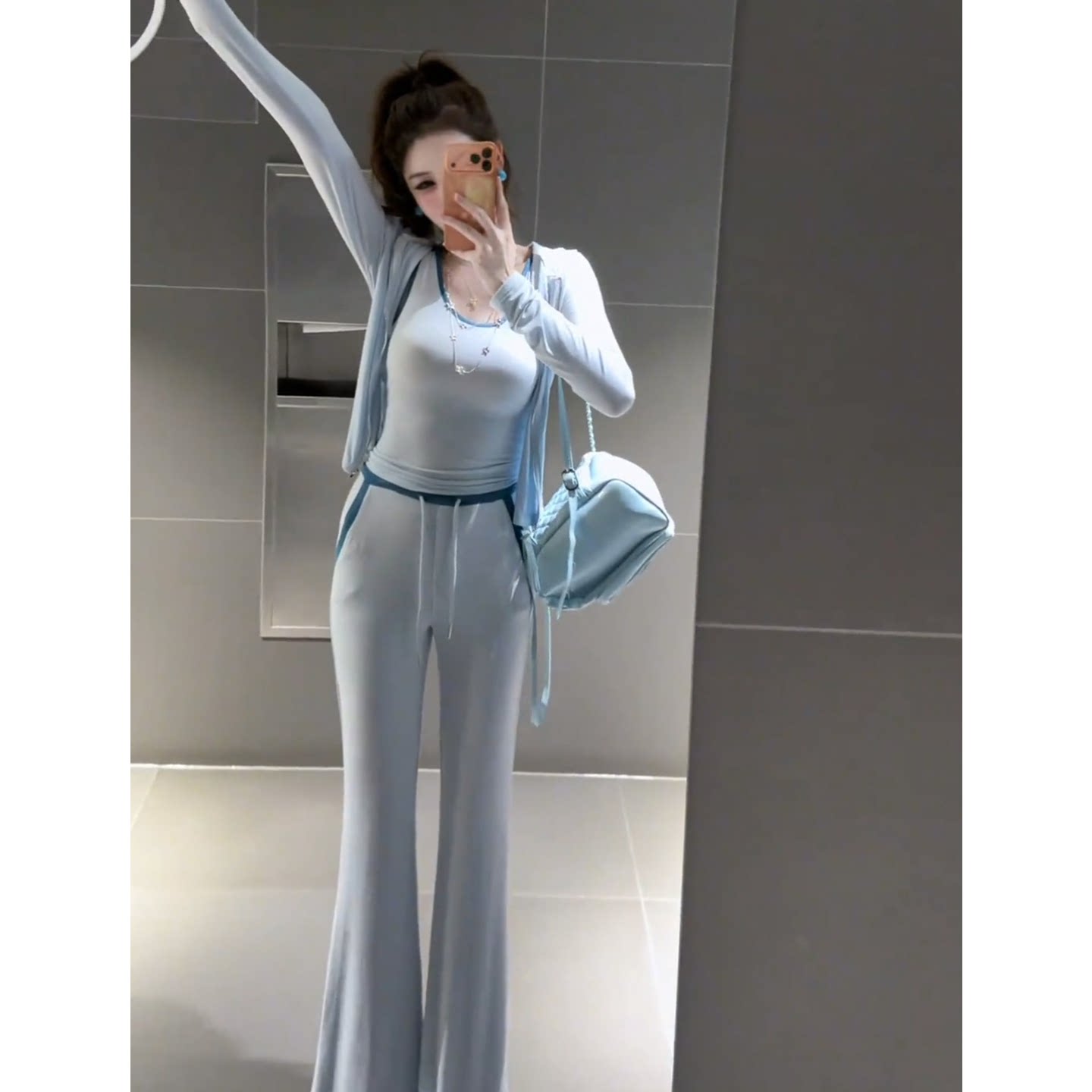 巨好看的早秋穿搭套装韩系减龄慵懒风休闲防晒运动服阔腿裤两件套