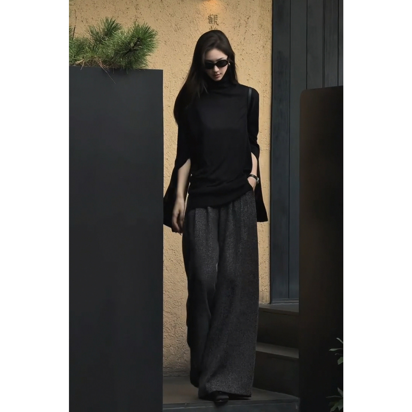 法式高级感气质上衣阔腿裤套装女