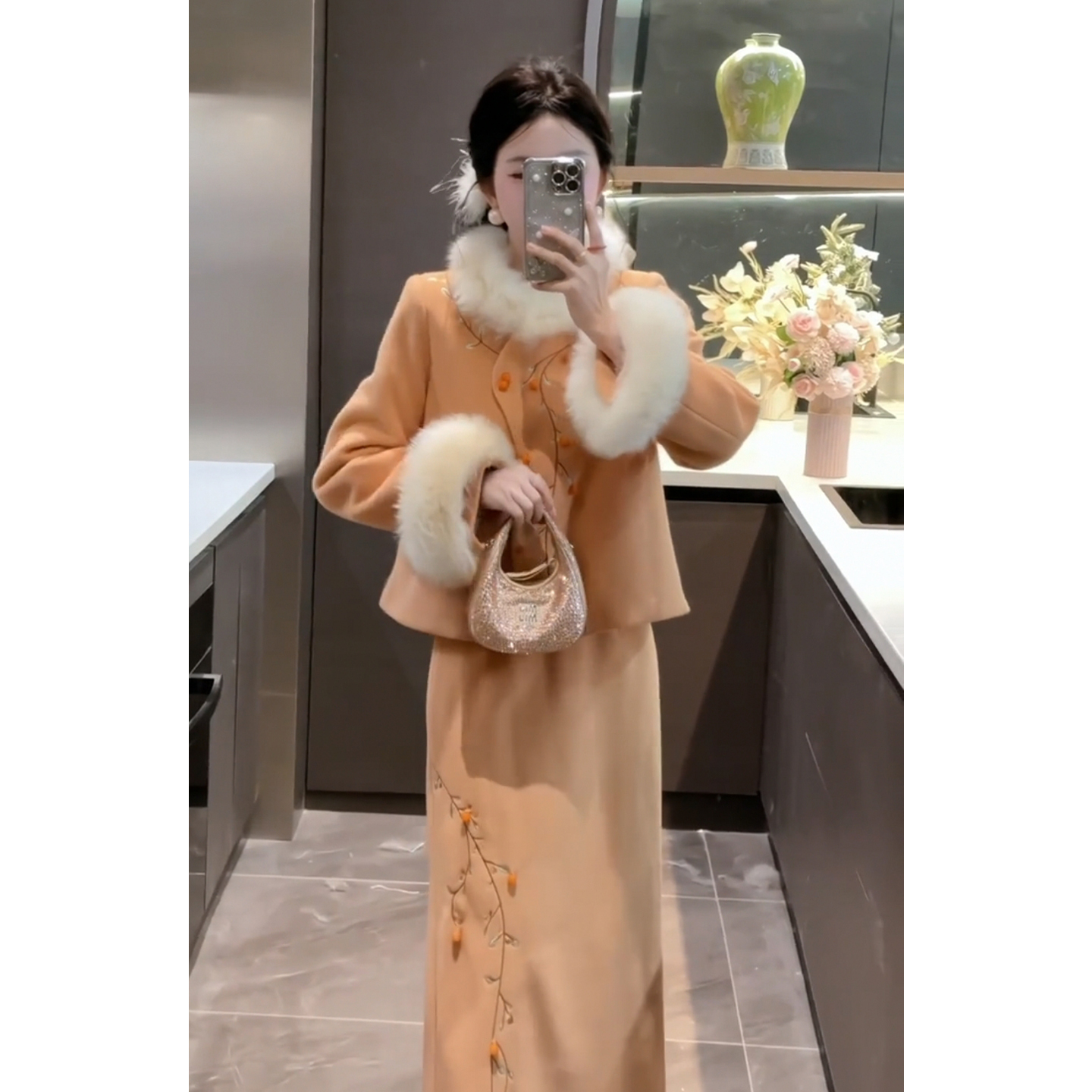 秋冬加绒加厚国风新中式刺绣套装