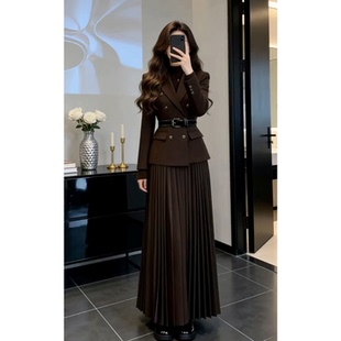 外套女御姐气质高级感职业通勤百褶半身裙两件套 西装 2026春季 新款