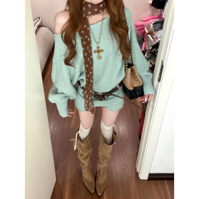 韩系少女感美学针织毛衣短裤套装