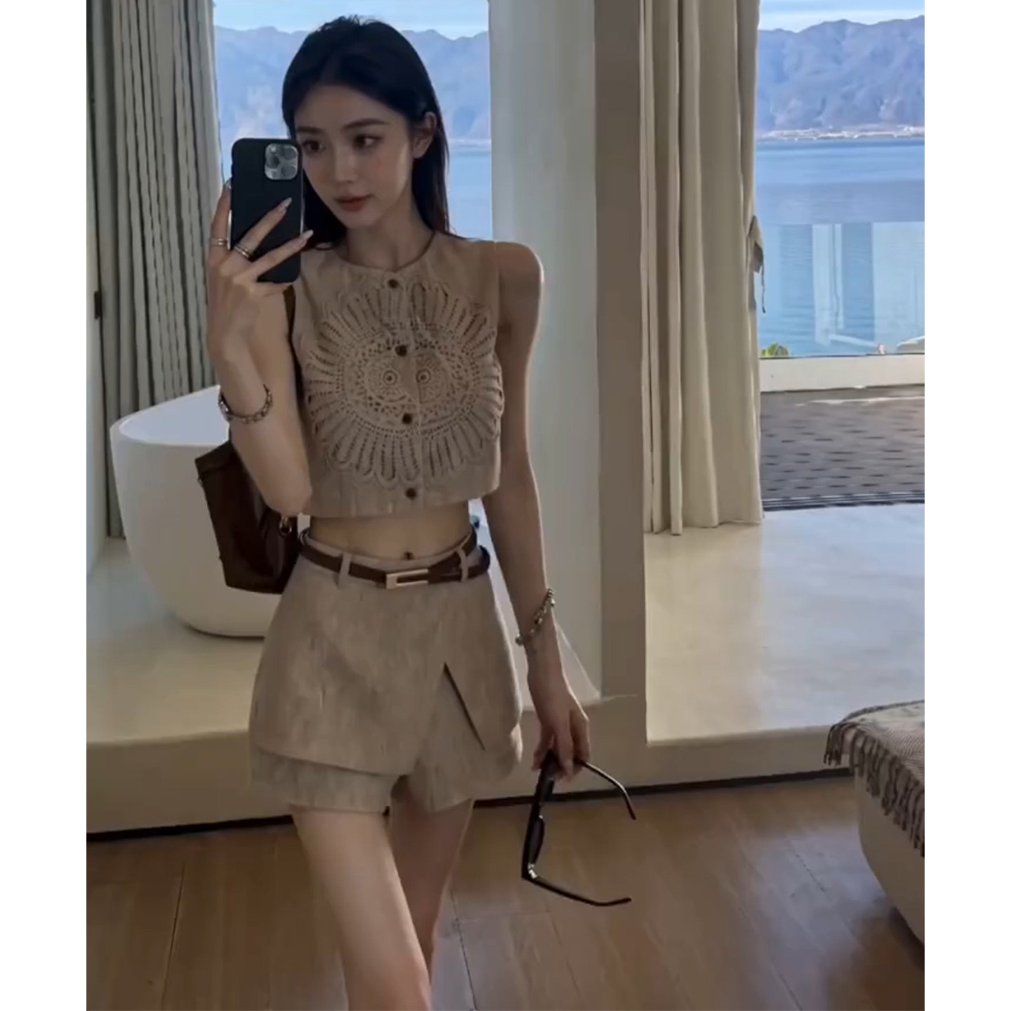 超好看小个子穿搭老钱风夏日绝美设计感chic别致上衣半身裙裤套装