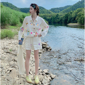 衬衣短裤 多巴胺衬衫 高级感小众设计洋气炸街时尚 女夏季 两件套 套装