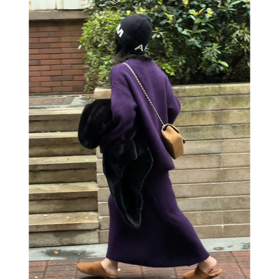 独特漂亮冬装两件套毛衣连衣裙子