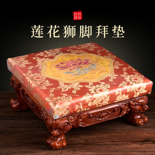 佛家拜垫拜佛垫莲花实木跪垫方形寺庙烧香家用佛前佛堂拜椅磕头垫