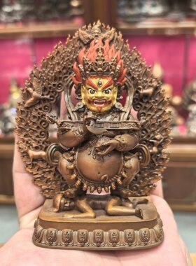 红棒玛哈嘎拉/萨迦大黑天/大黑天/二臂玛哈嘎拉/11cm紫铜佛像摆件