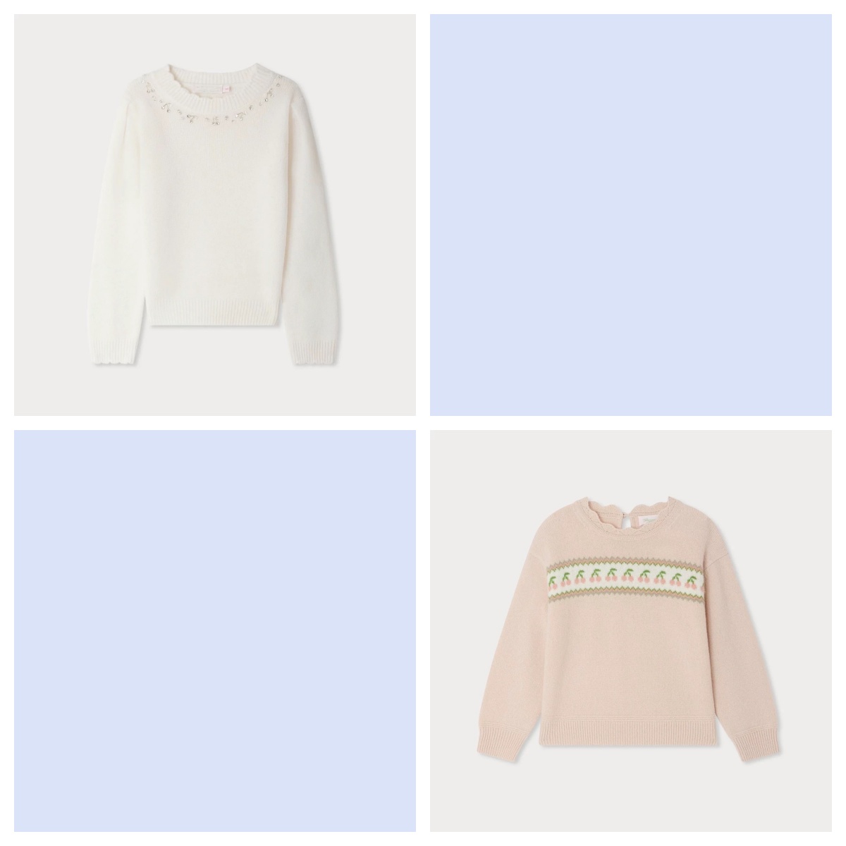 B*P 25新款 女童 纯羊毛 钉珠提花毛衣