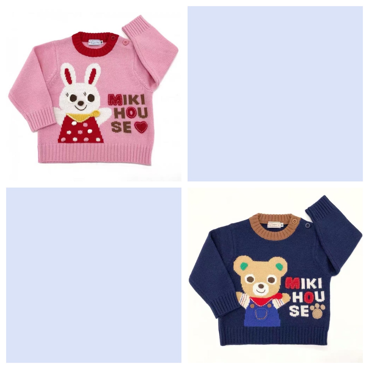 MI*KI 25新款 男女童 小兔小熊刺绣圆领毛衣