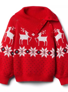 janie and jack 红色圣诞麋鹿毛衣4岁105cm