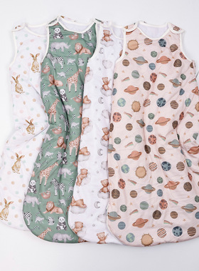 kangobaby 秋冬季仿棉婴儿睡袋夹棉恒温保暖加厚无袖背心式防踢