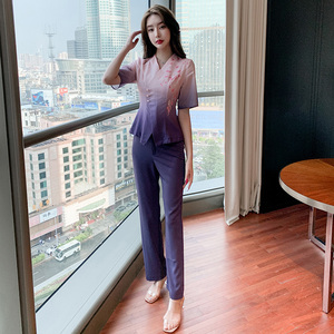 专业养生馆美容师服 伊曼妃长裤制服套装 SPA技师服装