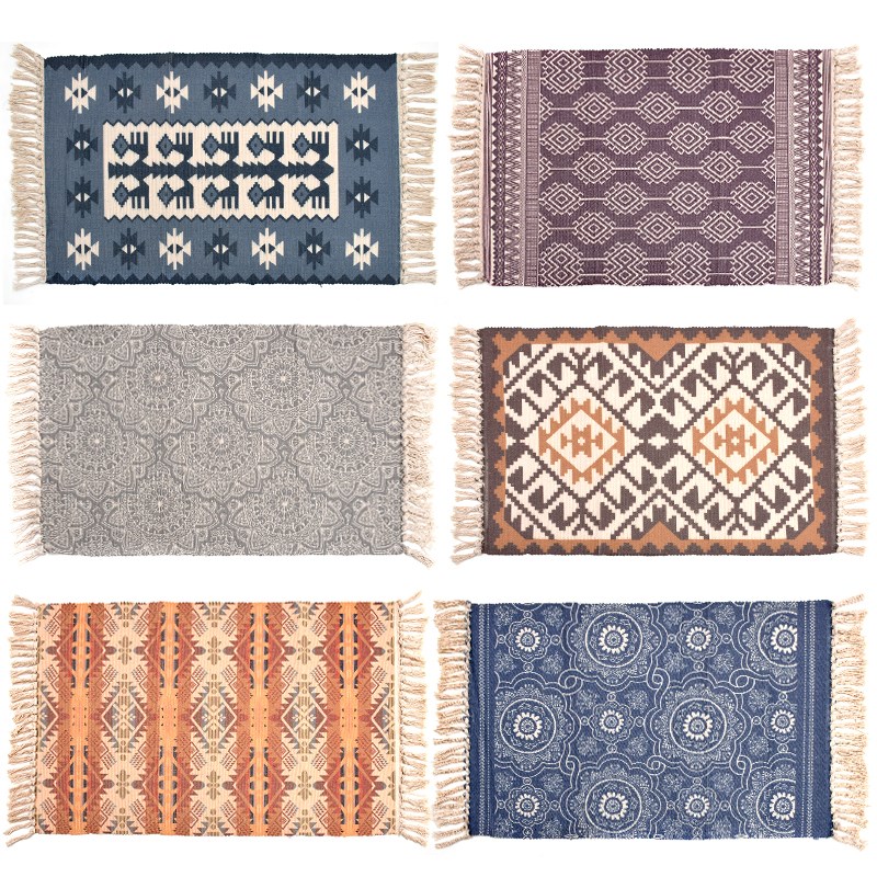Northern Europe style weave cotton carpet manual a living room tea table bedroom Bedside tassels Mat dustproof Absorbent padsin the Home Fabric , Mat  category - from Buy2taobao.com to provide professional Taobao agent buy service