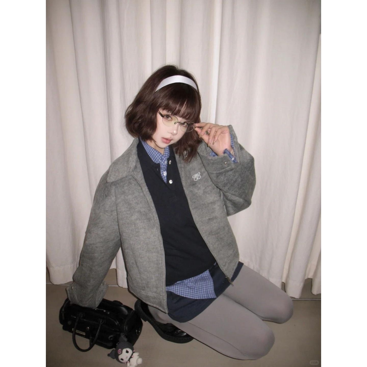 覆古气质翻领毛呢外套女2