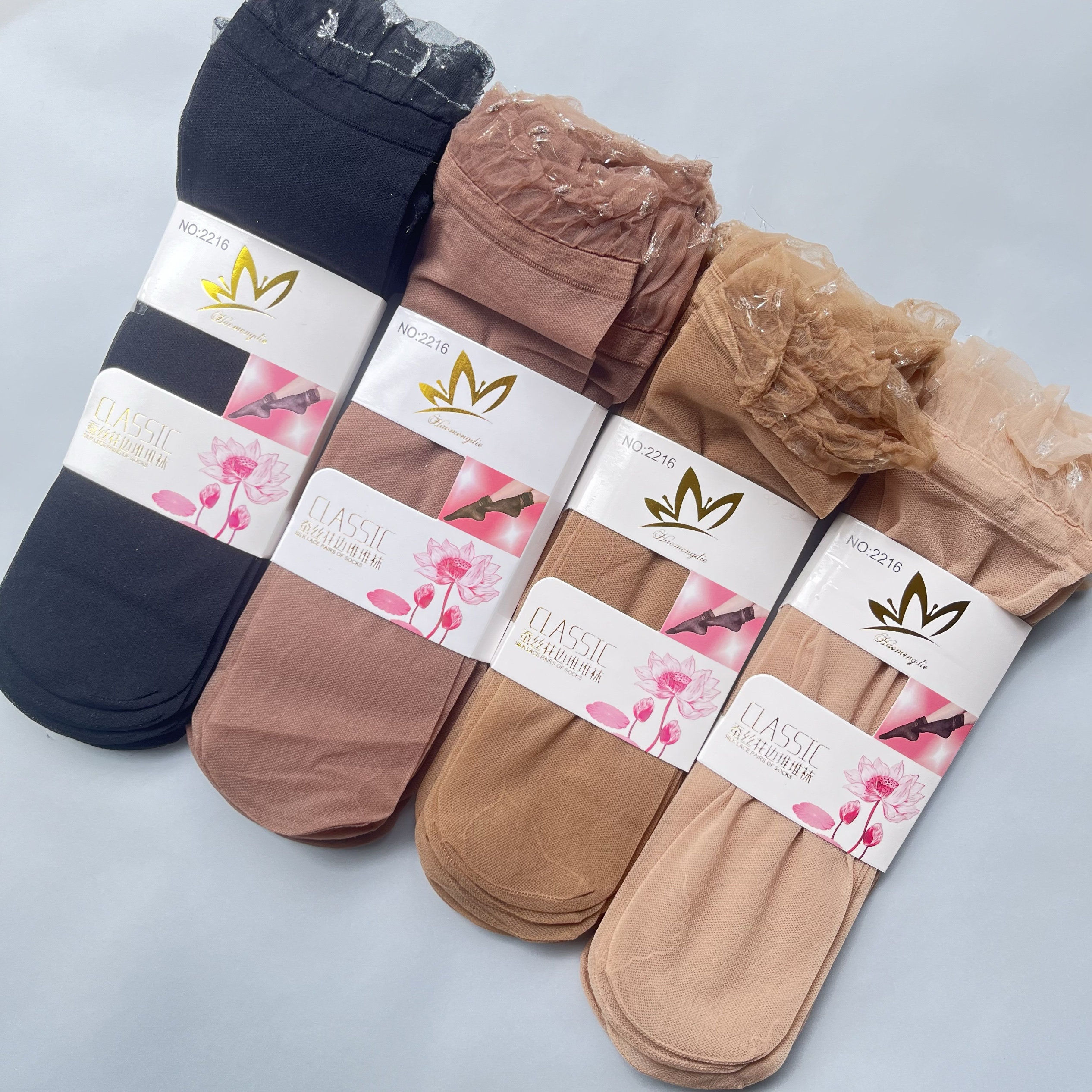 薄款中筒外穿潮蕾丝花边短袜夏季性感超薄透气松口妈妈肉色短丝袜