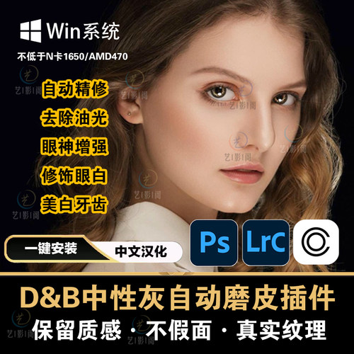 PS插件自动中性灰AI磨皮祛痘Retouch4me支持Ps/Lr/Capture One